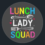 School Lunch Lady Squad Cafeteria Workers Ronde Sticker<br><div class="desc">School Lunch Lady Squad Funny Cafeteria Workers ontwerpen Classic Round Sticker Classic Collectie.</div>