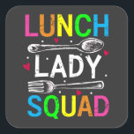 School Lunch Lady Squad Cafeteria Workers Vierkante Sticker<br><div class="desc">School Lunch Lady Squad Funny Cafeteria Workers ontwerpen Gift Square Sticker Classic Collectie.</div>