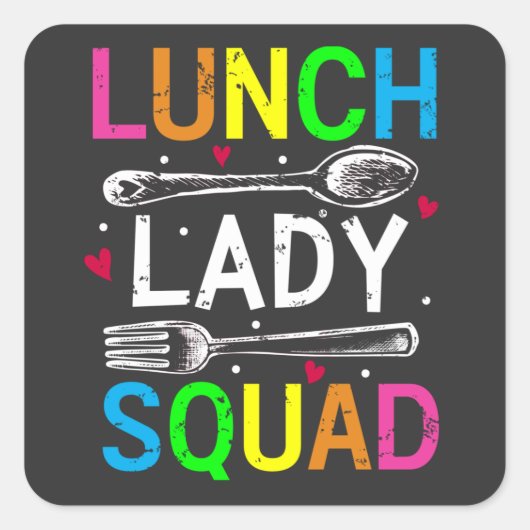 School Lunch Lady Squad Cafeteria Workers Vierkante Sticker (Voorkant)