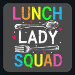 School Lunch Lady Squad Cafeteria Workers Vierkante Sticker<br><div class="desc">School Lunch Lady Squad Funny Cafeteria Workers ontwerpen Gift Square Sticker Classic Collectie.</div>