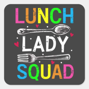 School Lunch Lady Squad Cafeteria Workers Vierkante Sticker