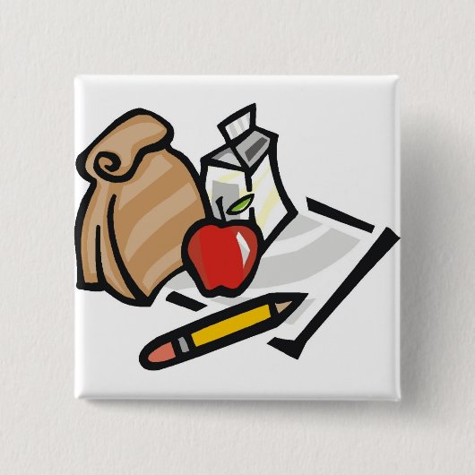 School Lunch Vierkante Button 5,1 Cm (Voorkant)