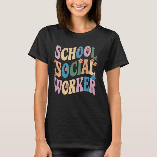 School Maatschappelijk werker Bloemen Groovy Schoo T-shirt (Voorkant)