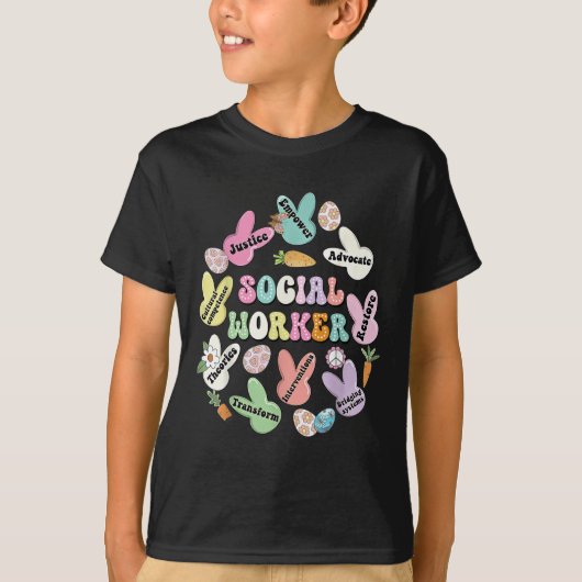 School Maatschappelijk werker Bunny Grappig Pasen  T-shirt (Voorkant)