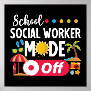 School Maatschappelijk Werker Mode Off Funny Summe Poster