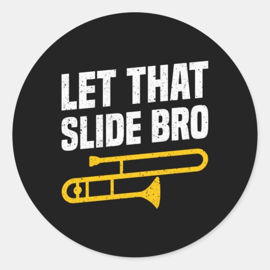School Marching Band Trombone Ronde Sticker (Voorkant)