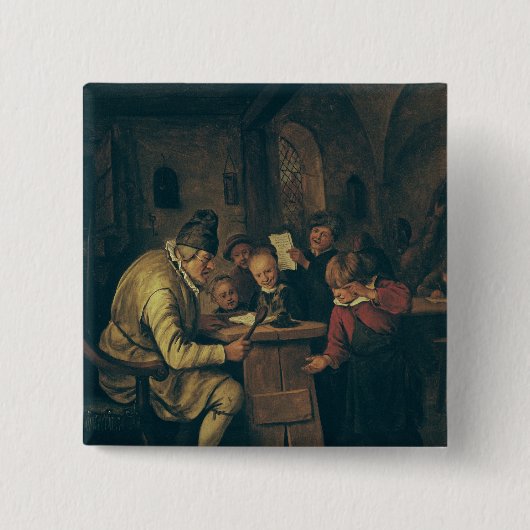School Master, 1626-79 Vierkante Button 5,1 Cm (Voorkant)