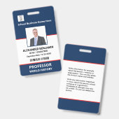 School Medewerker Photo Bar Code Naam Aangepast Badge (Voor- en achterkant)