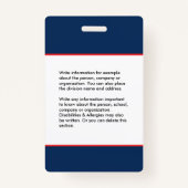 School Medewerker Photo Bar Code Naam Aangepast Badge (Achterkant)