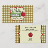School Media Specialist Gingham Visitekaartje (Voorkant / Achterkant)