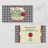 School Media Specialist Gingham Visitekaartje (Voorkant / Achterkant)