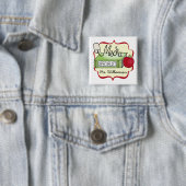 School Media Specialist Vierkante Button 5,1 Cm (In situ)