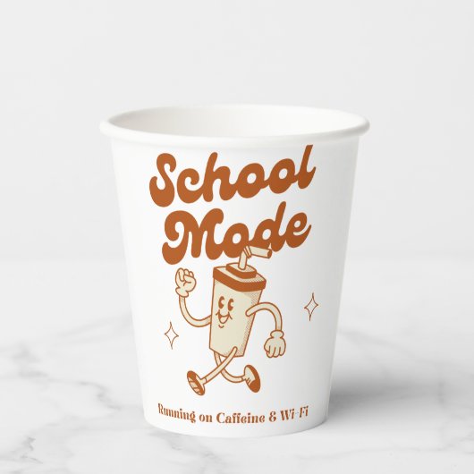 School Mode: Hardlopen op cafeïne & Wi-Fi – Mok Papieren Bekers (Voorkant)