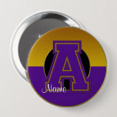 School Monogrammed-Button, Paars-Gold Letter A Ronde Button 4,0 Cm (Voorkant /achterkant)