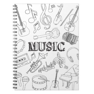 School Muziekdocent Doodle Muziek Kunst Kleuren Sc Notitieboek