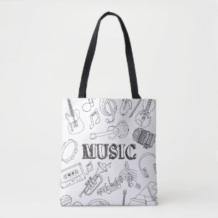 School Muziekdocent Doodle Muziek Kunst Kleuren Sc Tote Bag