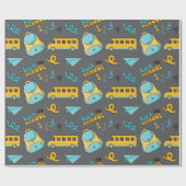 School Naadloos inpakpapier: Bag Bus nummers Cadeaupapier (Vlak)