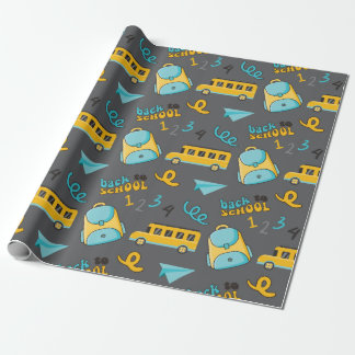 School Naadloos inpakpapier: Bag Bus nummers Cadeaupapier