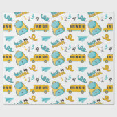 School Naadloos inpakpapier: nummers, tas, bus Cadeaupapier (Vlak)