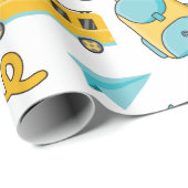 School Naadloos inpakpapier: nummers, tas, bus Cadeaupapier (Rol Hoek)