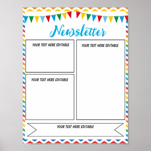 School Nieuwsbrief bewerkbare Sjabloon Poster (Voorkant)