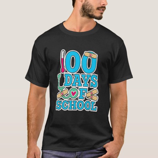 School Nurse 100 Days Of School T-shirt (Voorkant)