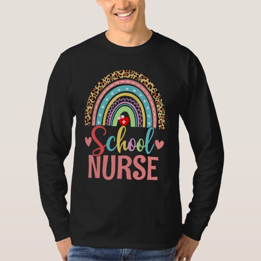 School Nurse Boho Rainbow Leopard Nurse Week 2022 T-shirt (Voorkant)