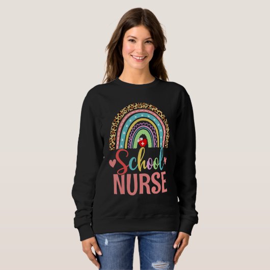 School Nurse Boho Rainbow Leopard Nurse Week 2022  Trui (Voorkant volledig)