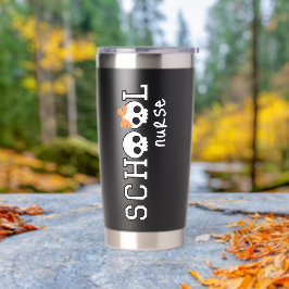 School Nurse Halloween, Schattigee Skull Coffee Cu Geïsoleerde Drinkbeker