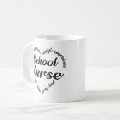 School Nurse Heart Word Cloud Koffiemok (Voorkant links)