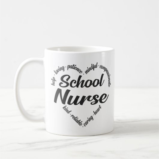 School Nurse Heart Word Cloud Koffiemok (Links)