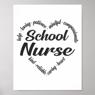 School Nurse Heart Word Cloud Poster