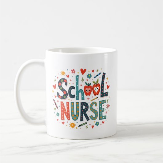 School Nurse - Leuke kleurrijke speelse ontwerp Koffiemok (Links)