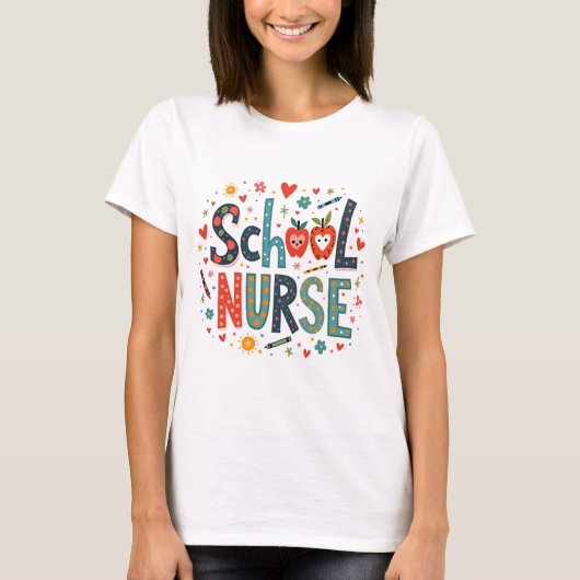 School Nurse - Leuke kleurrijke speelse ontwerp T-shirt (Voorkant)