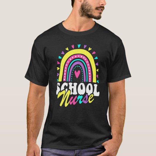 School Nurse Rainbow Back To School Women Cute Nur T-shirt (Voorkant)
