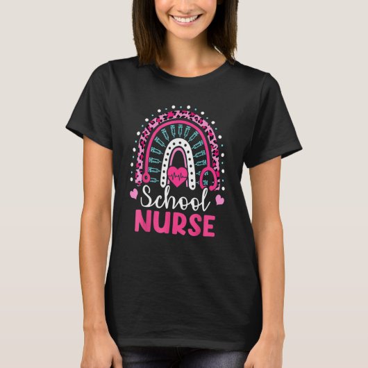 School Nurse Rainbow Happy 100th Day Nursing 100 D T-shirt (Voorkant)