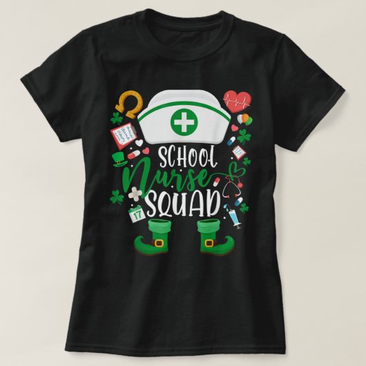 School Nurse Squad Irish Shamrock Tee Nurse St Pat T-shirt (Design voorkant)