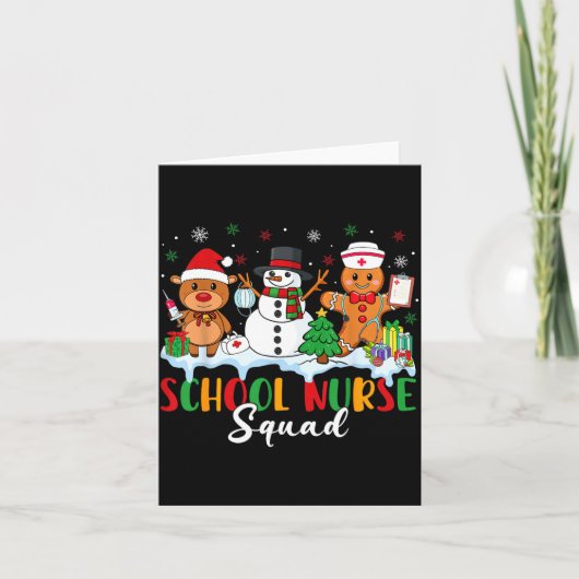 School Nurse Squad Reindeer Snowman Gingerbread Ch Kaart (Voorkant)