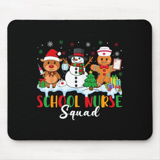School Nurse Squad Reindeer Snowman Gingerbread Ch Muismat (Voorkant)