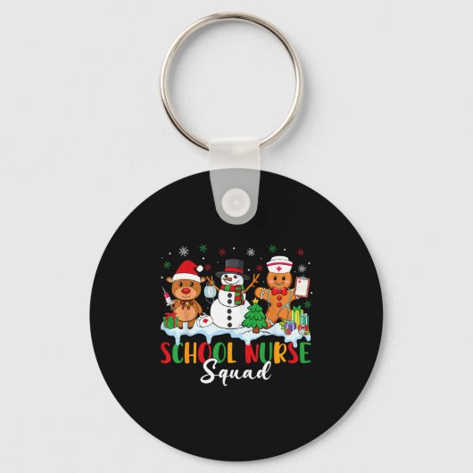 School Nurse Squad Reindeer Snowman Gingerbread Ch Sleutelhanger (Voorkant)