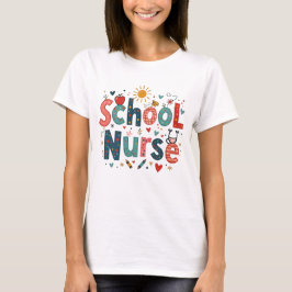School Nurse Whimsical - Schattige kleurrijk ontwe T-shirt