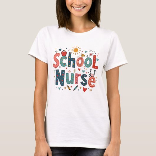 School Nurse Whimsical - Schattige kleurrijk ontwe T-shirt (Voorkant)