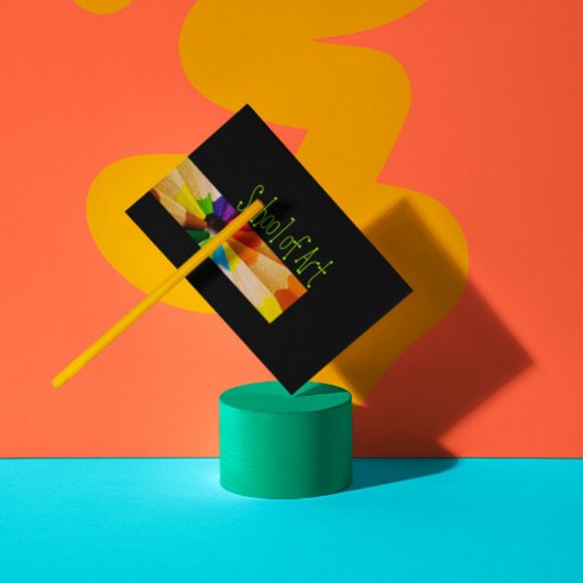 School of Art Teacher Kleurrijke potloden Kaart Visitekaartje