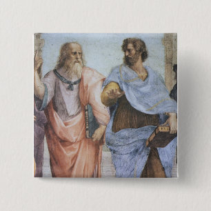 School of Athene (detail - Plato & Aristoteles) Vierkante Button 5,1 Cm