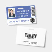 School- of bedrijfsfoto ID Periwinkle blauwe badge (Voor- en achterkant)