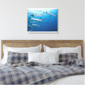 School of blackfin barracuda (Sphyraena qenie) Canvas Afdruk (Insitu (Slaapkamer))