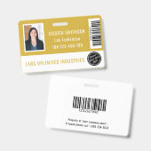 School of Business Foto ID Mosterdgele badge (Voor- en achterkant)