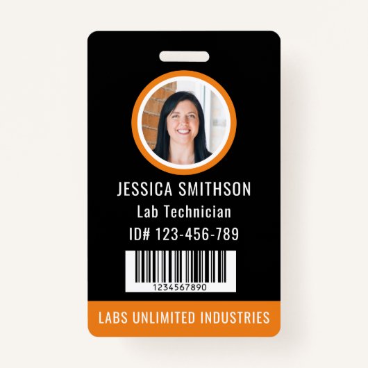 School of Business Foto ID Sinaasappel Zwart Badge (Voorkant)