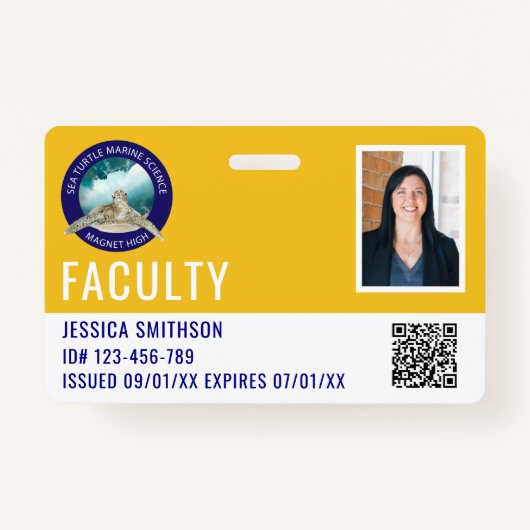 School of Business Foto ID Zonnige Gele Badge (Voorkant)