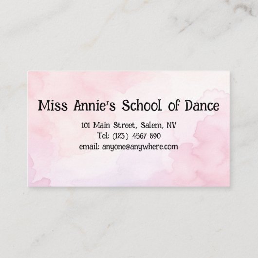 School of Dance Visitekaartje (Achterkant)